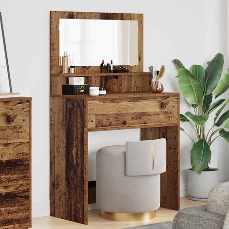 vidaXL Tables de maquillage pour chambre avec tiroir Bois Ancien (1/5)