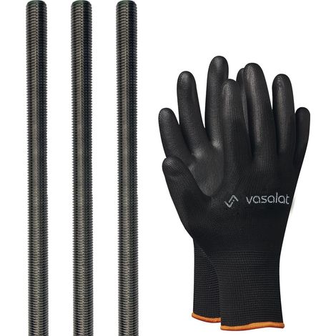 vasalat Gewindestange M10 1000mm Edelstahl A2-70 - Gewindestab mit Außengewinde DIN 976-1 - hochwertige Metallstange mit Gewinde - 3 Stück (1/5)