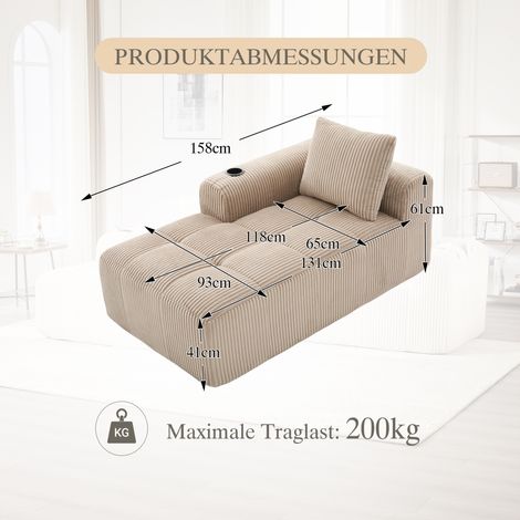 Fauteuil inclinable en velours côtelé doux,sans montage,avec coussins,poche latérale et porte-gobelet intégré,design soigné et esthétique.-Yi (1/5)