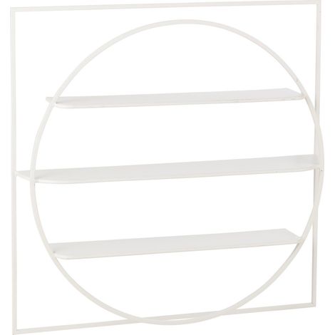 Étagère murale design métal blanc moderne pour salon ou bureau - Blanc mat élégant (1/5)
