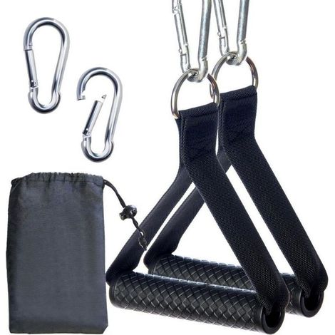 Poignées de poulie multifonction pour home gym – Lot de 4 poignées ergonomiques en EVA et acier inoxydable, compatibles avec systèmes de poulie标准 (1/4)