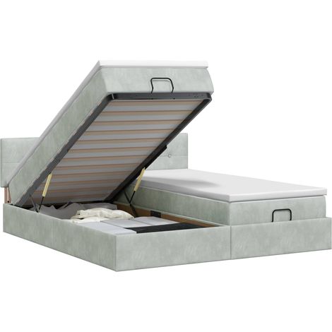 Maison Exclusive - Letto ottomano con materasso 2 pz Grigio Chiaro Velluto (1/5)