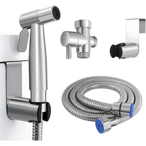 Kit de Douchette de Bidet en Acier Inoxydable, Vaporisateur de Toilette Douchette à Main avec 1.5m Tuyau et Support, Kit Douchette WC Complet, Pulvérisateur de Bidet à Main pour Hygiène Personnelle (1/5)