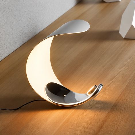 Lampe à poser design croissant de lune 400 mm blanc variateur tactile gradation continue chambre salon 1 kg – Livraison gratuite (1/5)