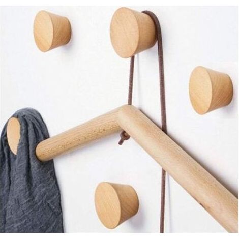 Crochet Mural Bois Porte Manteau Rond, Patère Bois 5 Pièces Naturel Crochet à Manteau Vintage Décoratif en Bois Naturel Branche Décorative Cintre Crochet De Vêtements (1/5)