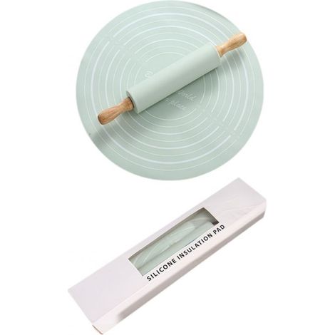 Rouleau À Patisserie En Silicone - Vert Menthe - Gradué Antiadhésif - Lavable Et Flexible - Lot De 3 (1/5)