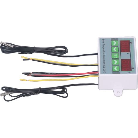 Wasserdichter digitaler Zweitemperatur-Thermostat mit Datenspeicher für Reptilien, Kühlschränke und Gefrierschränke, 12 V DC, digitaler Regler (1/5)