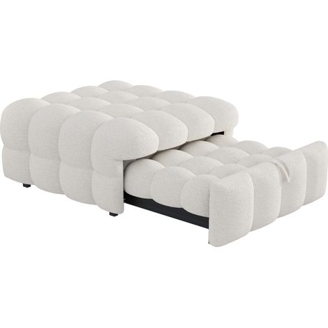 Sofá cama puf 2 en 1 extensible en bouclé beige HOMVRA (1/5)