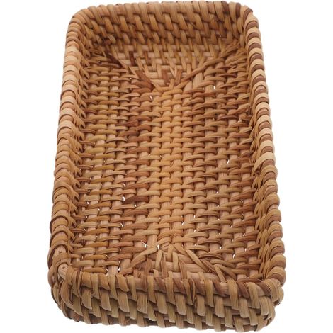 Plateau Rectangulaire pour Salle de Bain en Rotin Plateau de Toilette pour Organiser Cosmétiques et Fruits Comptoir'-'- (1/5)