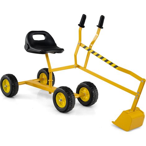 Pelleteuse Enfant avec Siège Pivotant à 360°& Pelle, Tractopelle pour Bac à Sable avec Base Hexagonale, pour Sable Terre Neige, Jaune, 3 Ans+ (1/5)