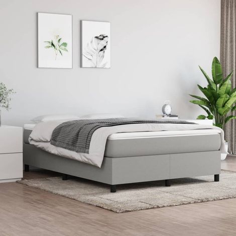 Boxspringbett mit Matratze Hellgrau 140x200 cm Stoff (1/5)