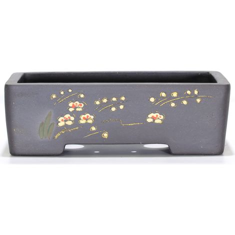 Vaso bonsai rettangolare decorato a mano cm. 22,5 (1/3)