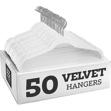 Rutschfeste Samtkleiderbügel – Anzugbügel (10er-Set) – Verzinkter Haken – Weiß