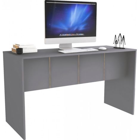 Beaux Meubles Pas Chers – Bureau droit gris mat 136 cm – Structure en panneaux de particules 15 mm – Hauteur 76 cm – Profondeur 54 cm – Bois certifié FSC (1/5)