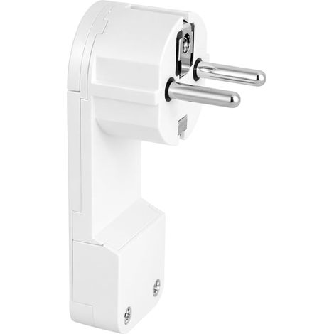 WEBMATEL Clavija Extraplana Schuko Acodada Trasmueble 16A 2P+T 3680W 4,8mm Blanco Asa Abatible (1/4)