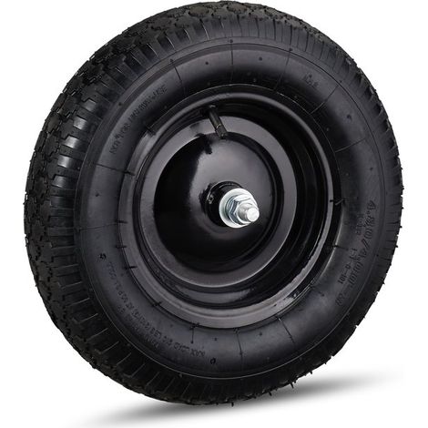 Roue de brouette - 4.80/4.00-8 - pneu pneumatique - 39 cm - jante en acier - avec essieu - jusqu'à 120 kg (1/5)