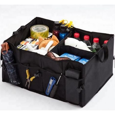 Sac De Rangement Voiture - 60x40x26 cm - Imperméable Oxford 1680D - Pliable Avec Compartiments - Pour Coffre Auto - 1 Pièce