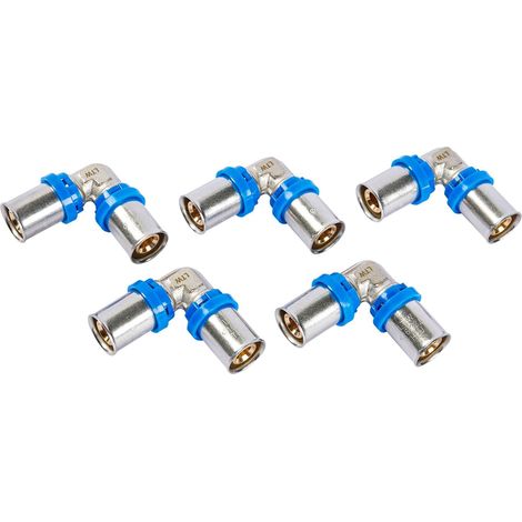 LTWFITTING Lot de 5 coudes/coudes à 90° pour tube multicouche 2,0 mm en aluminium composite multicouche 16 x 2,0 mm (1/4)