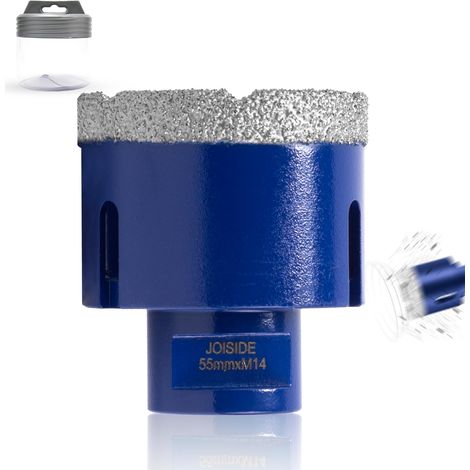 Foret à Diamant Carrelage 55 mm x M14,Foret Diamanté pour Céramique Porcelaine Marbre Granit Perçage à Sec M14 Filetage (1/5)