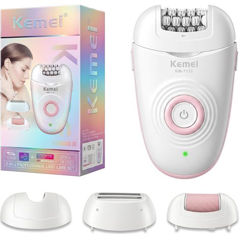 Épilateur Électrique 3-en-1 pour Femme, Sans Fil Rechargeable  Tondeuse pour Maillot LED Intégrée, IPX4 Étanche, Portable Visage, Jambes, Aisselles et Maillot (1/5)