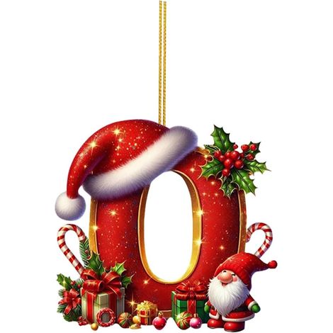 26 adornos de letras para árbol de Navidad, adornos colgantes con forma de letra para decoración navideña (O) (1/5)