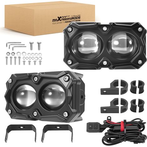 2PCS Faros Auxiliares LED Moto 20W 2000LM Blanco Dorado 9-60V Focalizada (1/5)