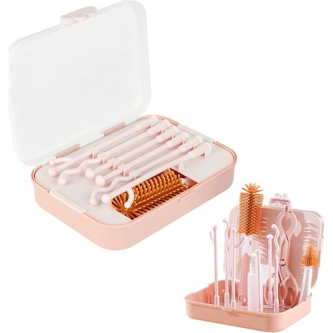 Flaschentrockenständer, 7-in-1 Flaschentrockenständer-Set, Flaschentrockner mit Flaschenbürste, Strohhalmbürste, Flaschentrockenhalter zur Reinigung