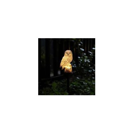Lampe solaire hibou en résine avec piquet, décoration de jardin et d'allée, répulsif à oiseaux (1/5)