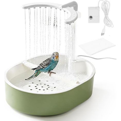Douche pour oiseaux, perruches : douche pour perruches avec tapis de 1 m × 75 cm, baignoire pour perruches avec cascade et eau circulante, douche multifonctionnelle pour oiseaux inséparables (1/5)