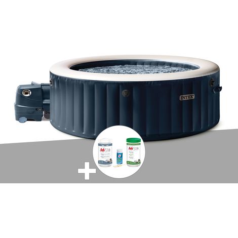 Kit spa gonflable Intex PureSpa Blue Navy rond Bulles 4 places + Kit de traitement brome