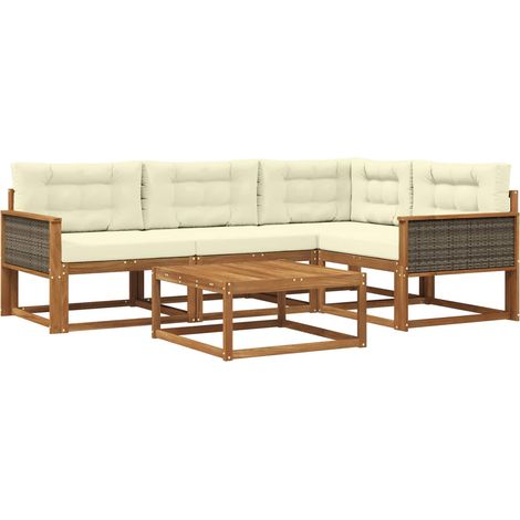 Outdoor Sofa Set 5 pcs Natural and Cream vidaXL (1/5)