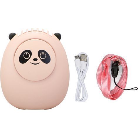 Tragbarer Nackenventilator mit verstellbarer Kabelhalterung, USB-aufladbar, freihändig nutzbar, 3 Geschwindigkeitsstufen, Mini-Hängeventilator für den Außenbereich, pink (1/5)