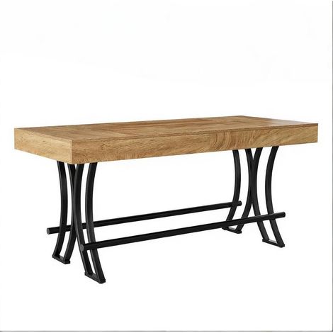 Mesa alta de cocina de MDF y metal 160 x 70 x 90 cm negro y marrón (1/5)
