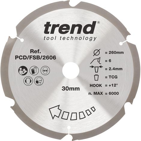 Trend lame de scie circulaire PCD fibre-ciment, 260 x 30 mm, 6 dents (1/5)