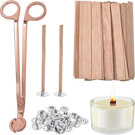 100 mèches en bois épais pour la fabrication de bougies, avec coupe-mèches. Mèches naturellement sans fumée pour une combustion longue durée. (1/5)