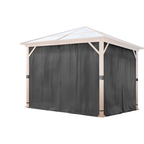 TOOLPORT 4 Seitenteile für Gartenpavillon Forest Deluxe 3x3 m - Polyester ca. 180 g/m² - mit Reißverschluss - grau (1/4)