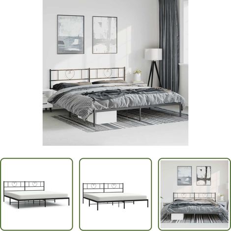 vidaXL Estructura cama sin colchón con cabecero metal negro 193x203 cm (1/5)