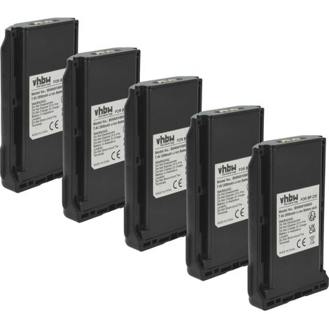 vhbw 5x Battery compatible with Icom IC-F3161S, IC-F3161DT 66 RR, IC-F3161DT, IC-F3162, IC-F3161T Radio, Walkie-Talkie (2500 mAh, 7.4 V, Li-Ion)