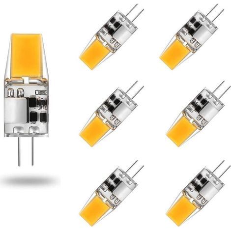 Lampadina LED G4 AC/DC 12V 5W Lampade LED G4 Bianco caldo 3000K Lampadine di illuminazione Equivalenti a una lampada alogena da 50W Angolo del fascio 360° Senza sfarfallio, Confezione da 6, Bianco cal (1/4)