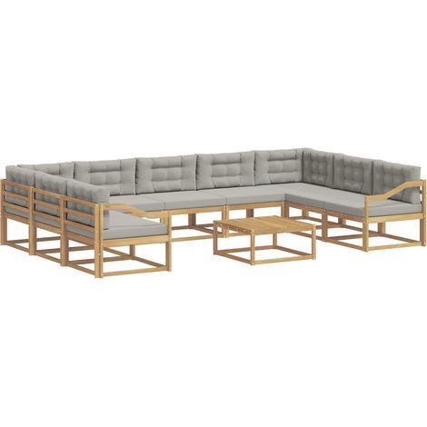 Outdoor Sofa Set with Cushion 10 pcs White and Light Grey vidaXL (1/5)