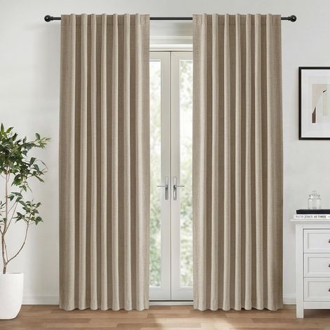 100% Rideau Occultant 140L X 245H cm Lot de 2, Taupe Chaud (1/5)