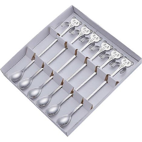 Coffret de cuillères en acier inoxydable 304, cuillère à mélanger créative avec motif de dessin animé, cuillère à dessert à long manche, cuillère à café