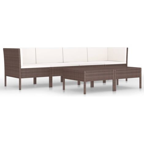 Salon de jardin 6 pcs Contemporain, Ensemble repas de jardin, avec coussins Résine tressée Marron OIB2828E (1/5)