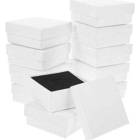 Lot de 12 boîtes cadeaux pour bijoux, présentoirs pour boucles d'oreilles et colliers, petits contenants pour bijoux, étuis d'emballage-7X7X3CM-White (1/4)