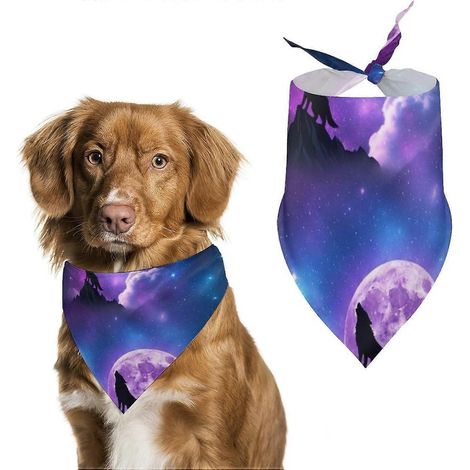 Bandana pour chien Espace Galaxie écharpe bandana d'anniversaire requin bleu foulard triangulaire mignon taille unique motif 30 (1/5)