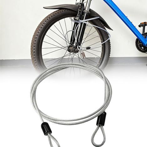 Câble Antivol de 3 m avec Œillets, Câble en Acier Inoxydable Plastifié pour Vélos, Verrouillage du Câble pour Casque, Mobilier de Jardin, Terrasse, Balançoire de Garage (1/5)