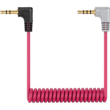 Cable de micrófono TRS a TRRS de 3,5mm espiral 0.20 M Rojo (1/5)