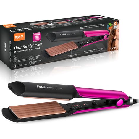 Lisseur à cheveux (violet) conforme aux normes européennes, à ions négatifs, pour usage domestique, pour un lissage volumisant des racines. (1/5)