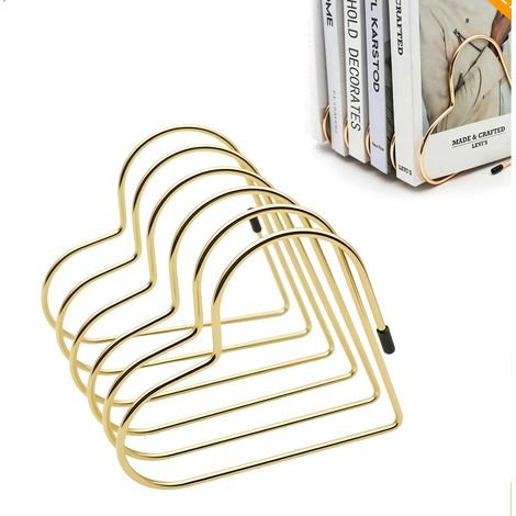 Serre Livres en Métal, Cale Livre Rétractable, Serre Livre Décoratifs, Antidérapant Bookends pour Bureaux Écoles Salons Maison et Bibliothèque, Doré, 1 Pièce (1/4)