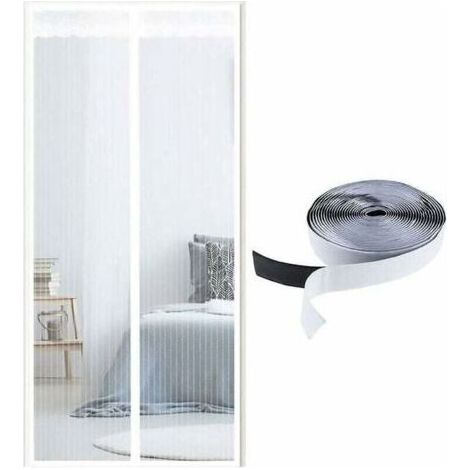 YUIT-Moustiquaire Magnétique Pour Porte, Joint Magnétique de Haut en Bas, Fermeture Automatique, Garde l'Air Frais à l'Intérieur (90x200cm, rayures blanches) (1/5)